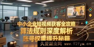 （15326期）中小企业短视频引流新玩法，算法底层逻辑大揭秘，账号高权重打造法-就爱副业网