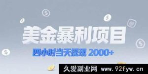 （15251期）四小时速提 2000+的美金高收益项目，赛道抉择是关键-就爱副业网