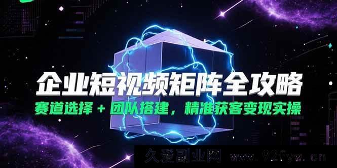 图片[1]-（15242期）企业短视频矩阵实战秘籍：多赛道布局与高效团队组建，实现精准引流变现-就爱副业网