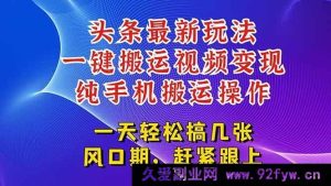 （15237期）今日头条全新变现玩法，非搬运打造爆款视频获海量流量-就爱副业网