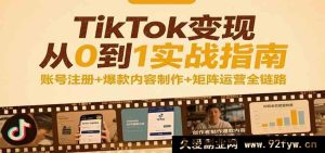 TikTok从零开始变现实战秘籍：账号搭建+热门内容打造+多号矩阵运营全流程-就爱副业网