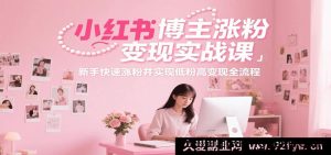 小红书新手涨粉变现秘籍课，速学低粉高变现完整流程-就爱副业网