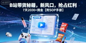B站带货秘籍，新风口，抢占红利，7天2k+佣金【附SOP手册】-就爱副业网