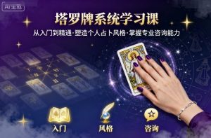 塔罗牌系统学习课，助你从入门到精通，塑造个人占卜风格，掌握专业咨询能力-就爱副业网