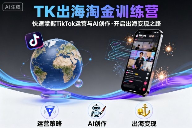 久爱副业网,网赚项目,网赚论坛博客网分享TK出海淘金训练营，助你快速掌握TikTok运营与AI创作，开启出海变现之路