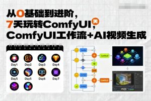 从0基础到进阶，7天玩转ComfyUI，Comfyui工作流+AI视频生成-就爱副业网