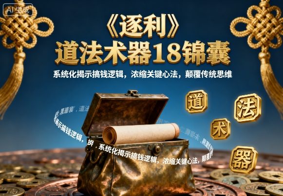 久爱副业网,网赚项目,网赚论坛博客网分享《逐利》道法术器18锦囊，系统化揭示搞钱逻辑，浓缩关键心法，颠覆传统思维