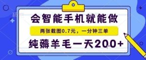 手机项目，二十秒一单，纯薅羊毛一天2张+做就有【揭秘】-就爱副业网