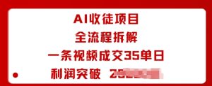 AI收徒项目全流程拆解一条视频成交35单日利润突破1k+-就爱副业网