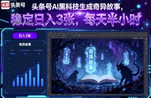 头条号AI黑科技生成奇异故事，稳定日入3张，每天半小时-就爱副业网