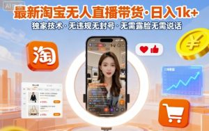 最新淘宝无人直播带货，日入1k+，独家技术，无违规无封号，无需露脸无需说话【揭秘】-就爱副业网