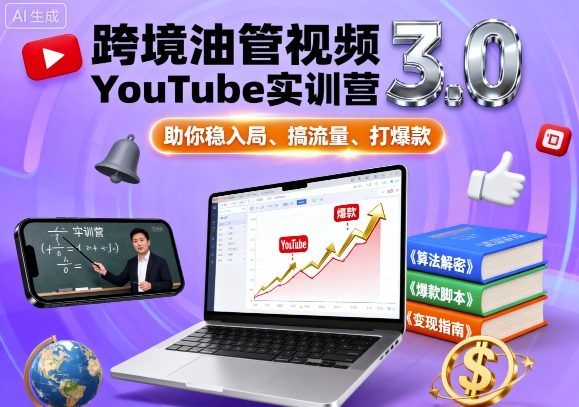 久爱副业网,网赚项目,网赚论坛博客网分享跨境油管视频YouTube实训营3.0，助你稳入局、搞流量、打爆款