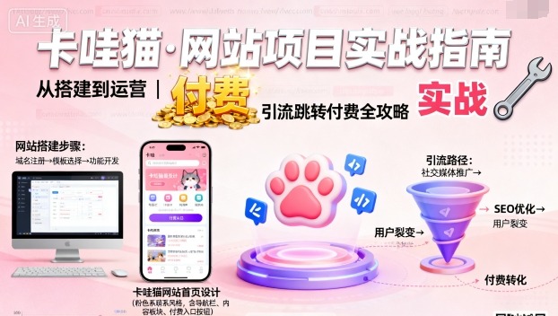 久爱副业网,网赚项目,网赚论坛博客网分享卡哇猫·网站项目，网站搭建与运营以及引流跳转付费