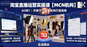 淘宝直播运营实操课【MCN机构】，从0到1做一家月销千W的直播机构-就爱副业网