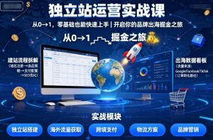 独立站运营实战课，​从0到1，零基础也能快速上手，开启你的品牌出海掘金之旅-就爱副业网