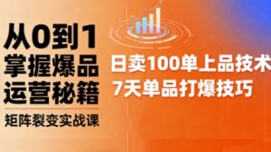 抖音小店爆品打造与矩阵裂变实战课，从0到1掌握爆品运营秘籍-就爱副业网