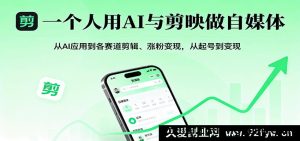 单人靠AI和剪映玩转自媒体，从AI运用到全赛道剪辑吸粉盈利全流程-就爱副业网