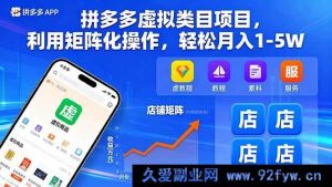 （16025期）拼多多虚拟类目矩阵玩法，每月稳赚1 - 5万不是梦-就爱副业网