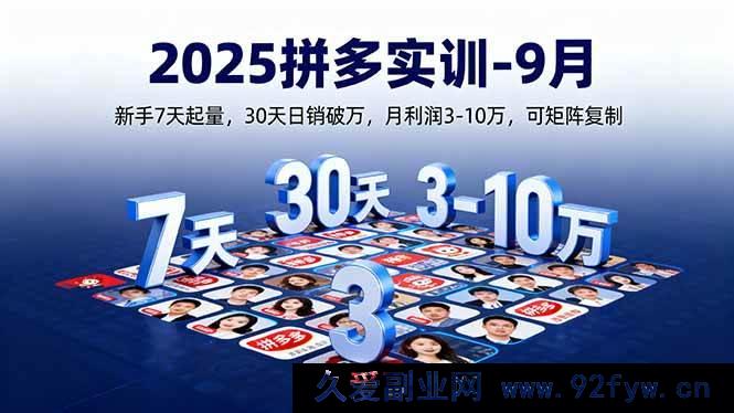 图片[1]-（16008期）2025拼多多实战特训9月场：小白1周起量，1月日销过万，月赚3到10万可多店复制-就爱副业网