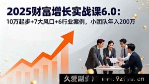 （16004期）2025财富进阶实战营6.0：10万本金+7大热门赛道+6个行业成功样板，小团队年赚200万-就爱副业网