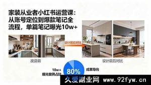 （15990期）家装行业人小红书运营秘籍：账号搭建到爆款笔记打造，单篇曝光破10w-就爱副业网
