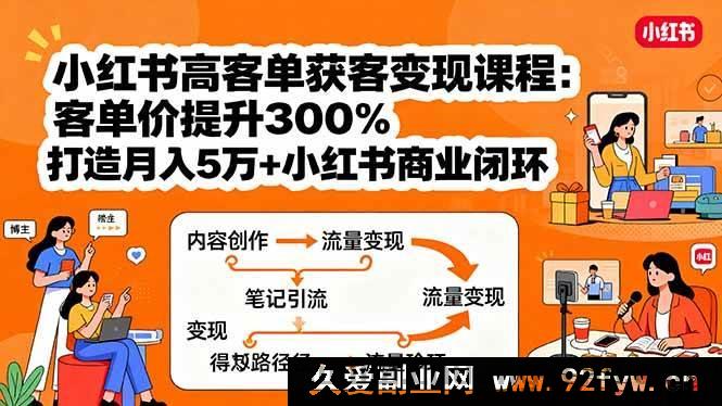 图片[1]-（15981期）小红书高利润获客盈利课：客单价飙升3倍，构建月入十万小红书赚钱闭环-就爱副业网