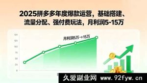 （15973期）2025拼多多爆单秘籍：底层架构、流量布局、付费攻略，月赚5-15万-就爱副业网