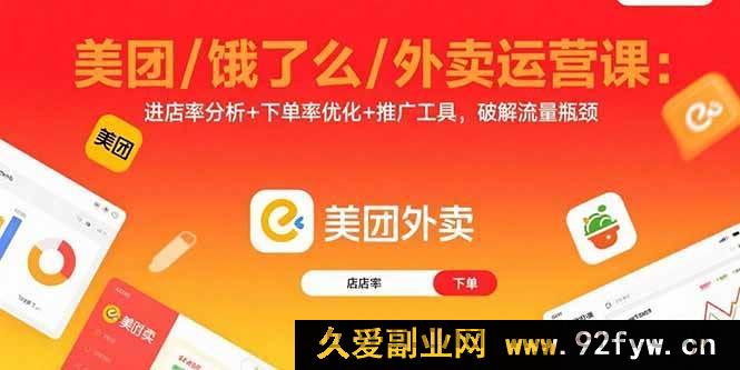 图片[1]-（15945期）美团饿了么外卖运营秘籍：剖析进店率、提升下单率、巧用推广破流量困局-就爱副业网