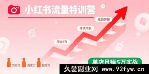 （15936期）小红书流量密码揭秘：打破流量困局，店铺月销5万实战特训-就爱副业网