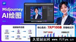 （16049期）Midjourney结合数字人：7天打造100条AI绘图照片开口说话视频，月入轻松破万-就爱副业网