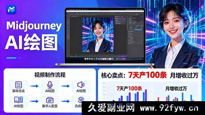 图片[1]-（16049期）Midjourney结合数字人：7天打造100条AI绘图照片开口说话视频，月入轻松破万-就爱副业网