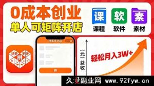 （16047期）零成本玩拼多多虚拟电商，单人矩阵开店月赚3万+-就爱副业网
