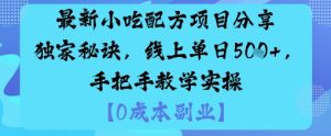最新小吃配方项目分享独家秘诀，线上单日5张，手把手教学实操-就爱副业网