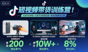 短视频带货训练营，抖音带货课程+抖音带货数据挖掘+精准获客解决方案-就爱副业网