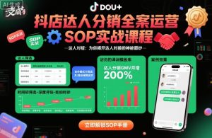 抖店达人分销全案运营SOP实战课程，为你揭开达人对接的神秘面纱-就爱副业网