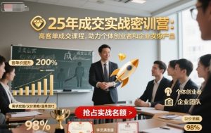 25年成交实战密训营，高客单成交课程，助力个体创业者和企业卖爆产品-就爱副业网