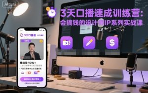 3天口播速成训练营，会搞钱的设计师IP系列实战课-就爱副业网
