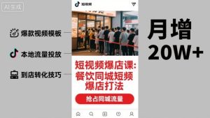 短视频爆店课，餐饮同城短视频爆店打法-就爱副业网