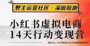 小红书虚拟电商14天变现训练营3.0，​虚拟产品，2025年普通人在小红书最后的搞钱机会-就爱副业网