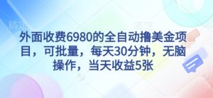外面收费6980的全自动撸美刀项目，可批量，每天30分钟，无脑操作，当天收益5张【揭秘】-就爱副业网