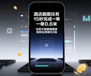酒店截图任务，15秒完成一单，一单0.6米，任务不限量随便接，矩阵拉满单日3张【揭秘】-就爱副业网