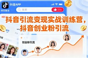 抖音引流变现实战训练营，抖音创业粉引流-就爱副业网