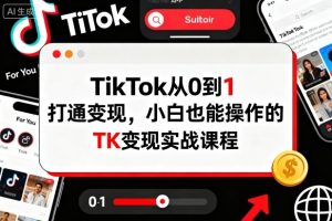 TikTok从0到1打通变现，小白也能操作的TK变现实战课程-就爱副业网