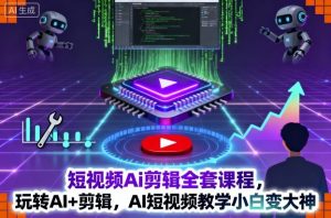短视频Ai剪辑全套课程，玩转AI+剪辑，AI短视频教学小白变大神-就爱副业网