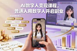 AI数字人变现课程，普通人用数字人开启副业-就爱副业网