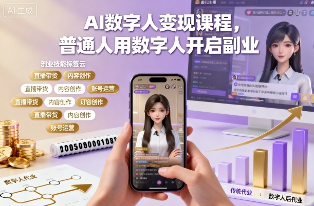 久爱副业网,网赚项目,网赚论坛博客网分享AI数字人变现课程，普通人用数字人开启副业