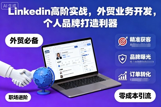 久爱副业网,网赚项目,网赚论坛博客网分享Linkedin高阶实战，外贸业务开发，个人品牌打造利器