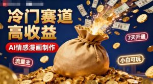 公众号冷门赛道，用AI做情感漫画，7天开通流量主，操作简单，小白可玩-就爱副业网