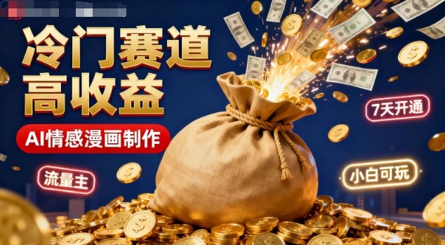 久爱副业网,网赚项目,网赚论坛博客网分享公众号冷门赛道，用AI做情感漫画，7天开通流量主，操作简单，小白可玩