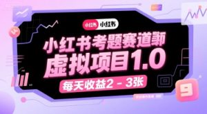 小红书考题赛道虚拟项目1.0，项目操作简单，每天收益2-3张-就爱副业网